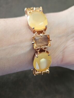 kate spade Yellow and Rose Gold Faceted Rhinestone Link Bracelet